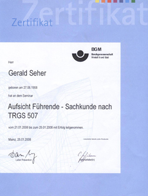 Aufsicht Führende - Sachkunde nach TRGS 507, (BGM - Nord Süd)