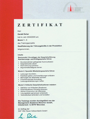 Qualifizierung der Führungskräfte in der Produktion (Management Akademie München)